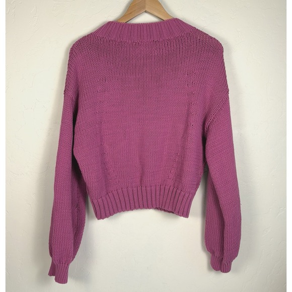 ANTHROPOLOGIE MAEVE The Pippa Pullover Sweater Size M Mauve Chunky Knit - Picture 3 of 8